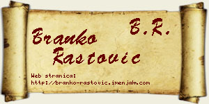 Branko Rastović vizit kartica
